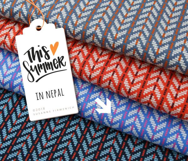 RESTSTÜCK 0,80m !!! - Bio Jacquard - Nepal - bluette - This Summer - Hamburger Liebe